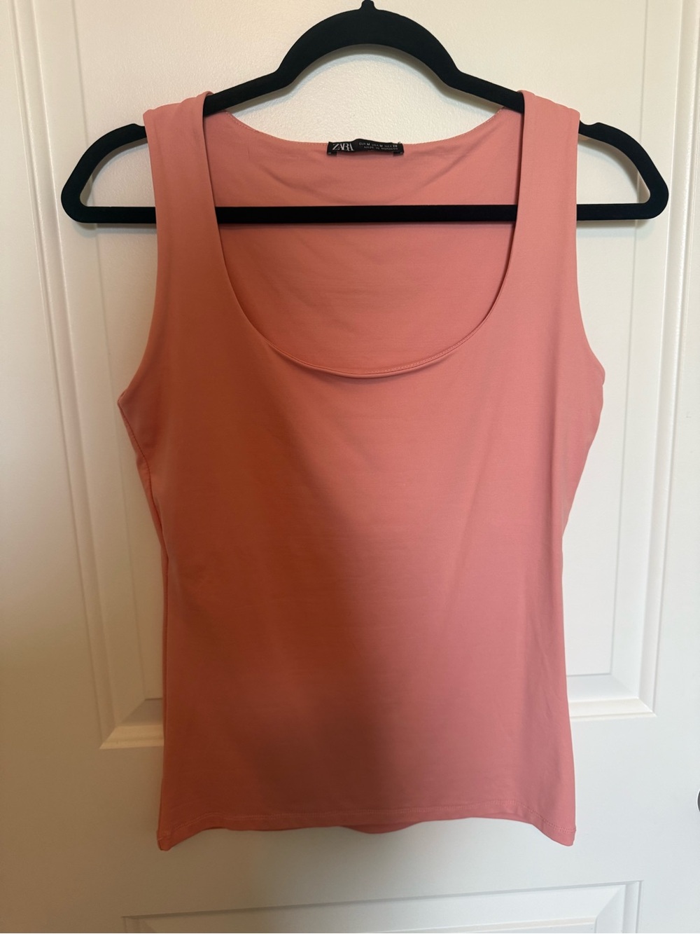 Zara Coral-Pink Scoop Neck Tank Top